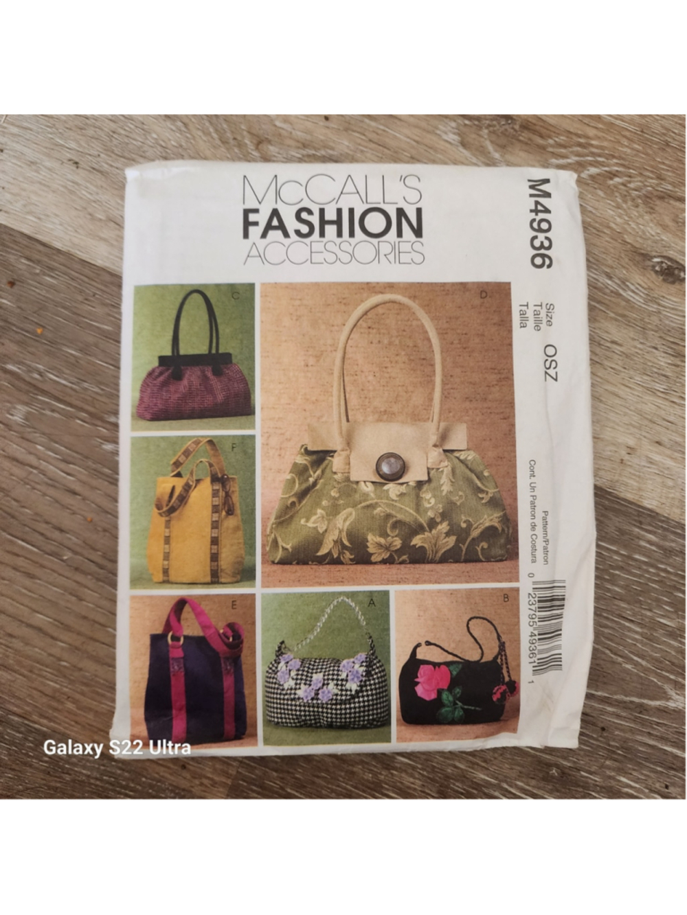 McCall's M4936 Fashion Accessories Handbag Purse Sewing Pattern Uncut OSZ, 2005